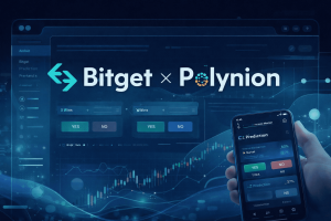 Ilustrasi Bitget Polynion sebagai platform prediction market yang ramah pemula dengan antarmuka sederhana